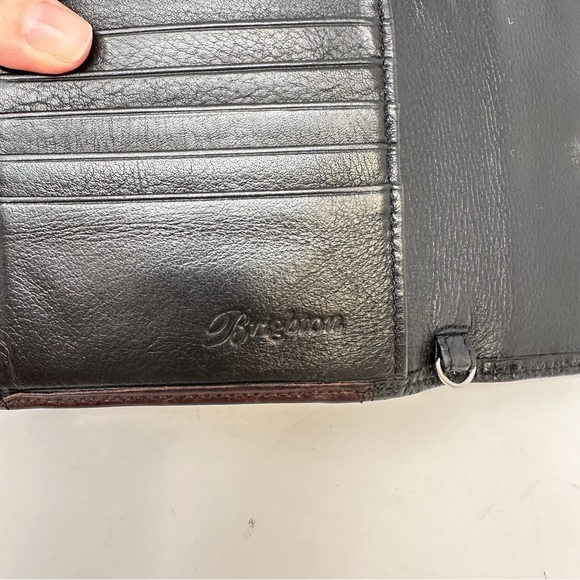 Brighton Croc Embossed Two-tone Tri Fold Wallet Black Brown - Picture 6 of 10